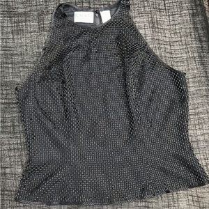 Oleg Cassini Black Beaded Cocktail Top